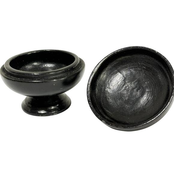 Turned Wood Wooden container dark finish miniature trinket ring collectible box - Picture 3 of 8